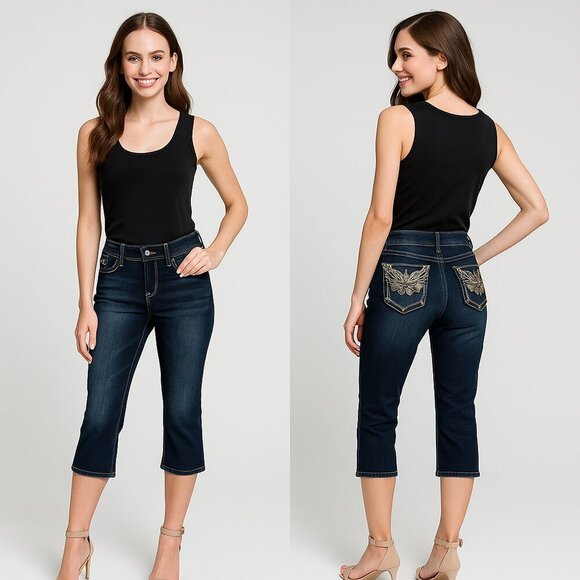 LOVE INDIGOπ Premium Womenβs Mid-Rise Capri Jeans π‘πΈβοΈ Size 6 - Picture 1 of 15